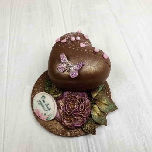Фигура шоколадная "Сердце с цветком"