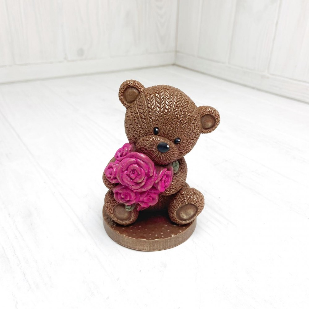 Фигура шоколадная "Мишка с розами"